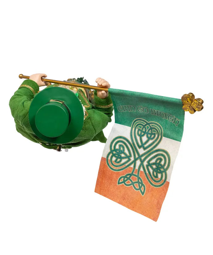 Musical 11" Irish Santa with Flag