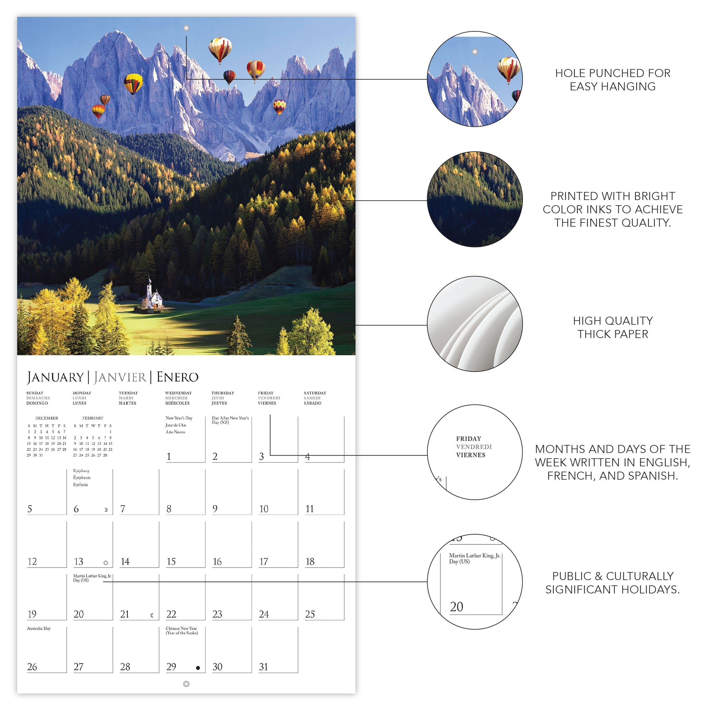 Passport To The World 2025 Mini Wall Calendar    