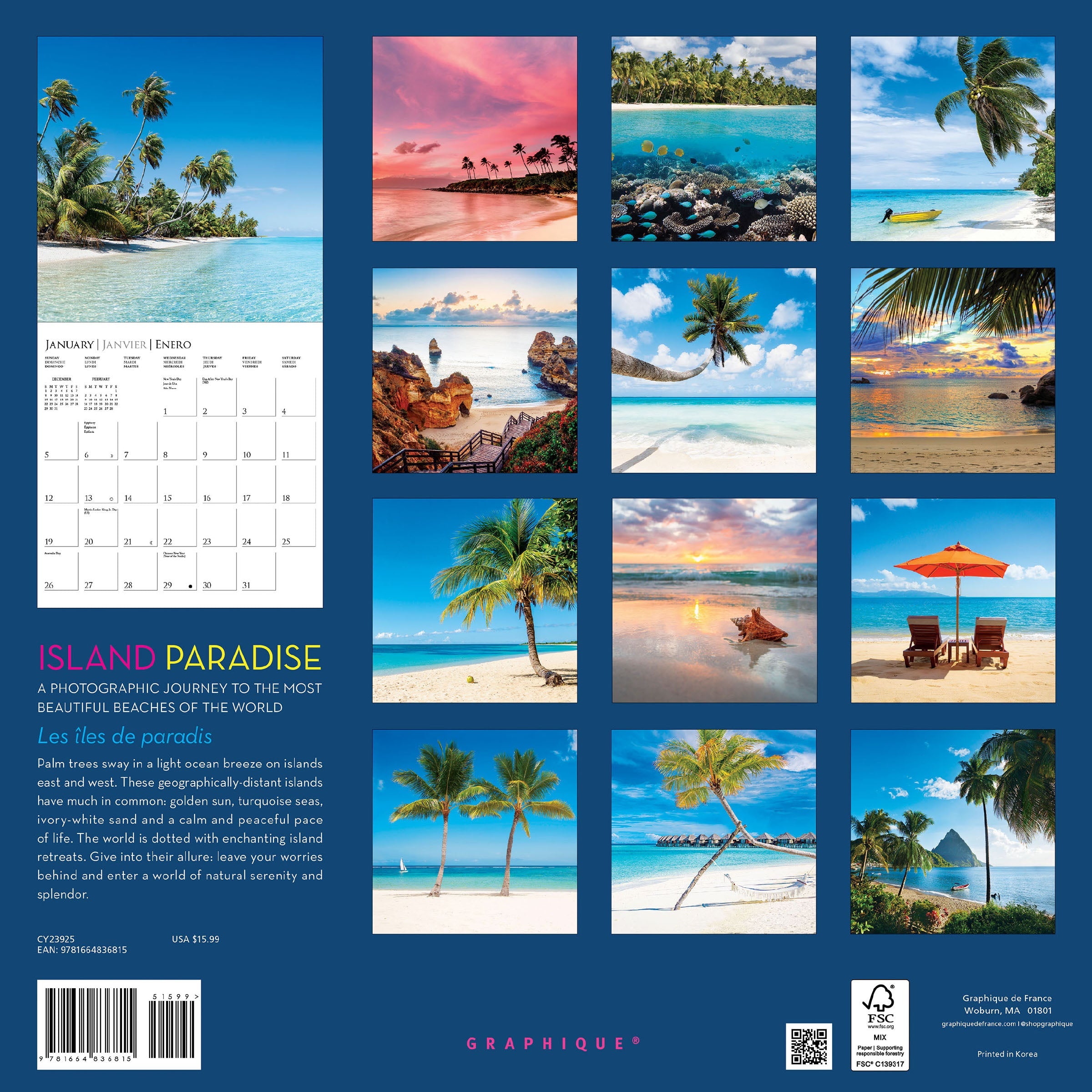 Island Paradise 2025 Wall Calendar    