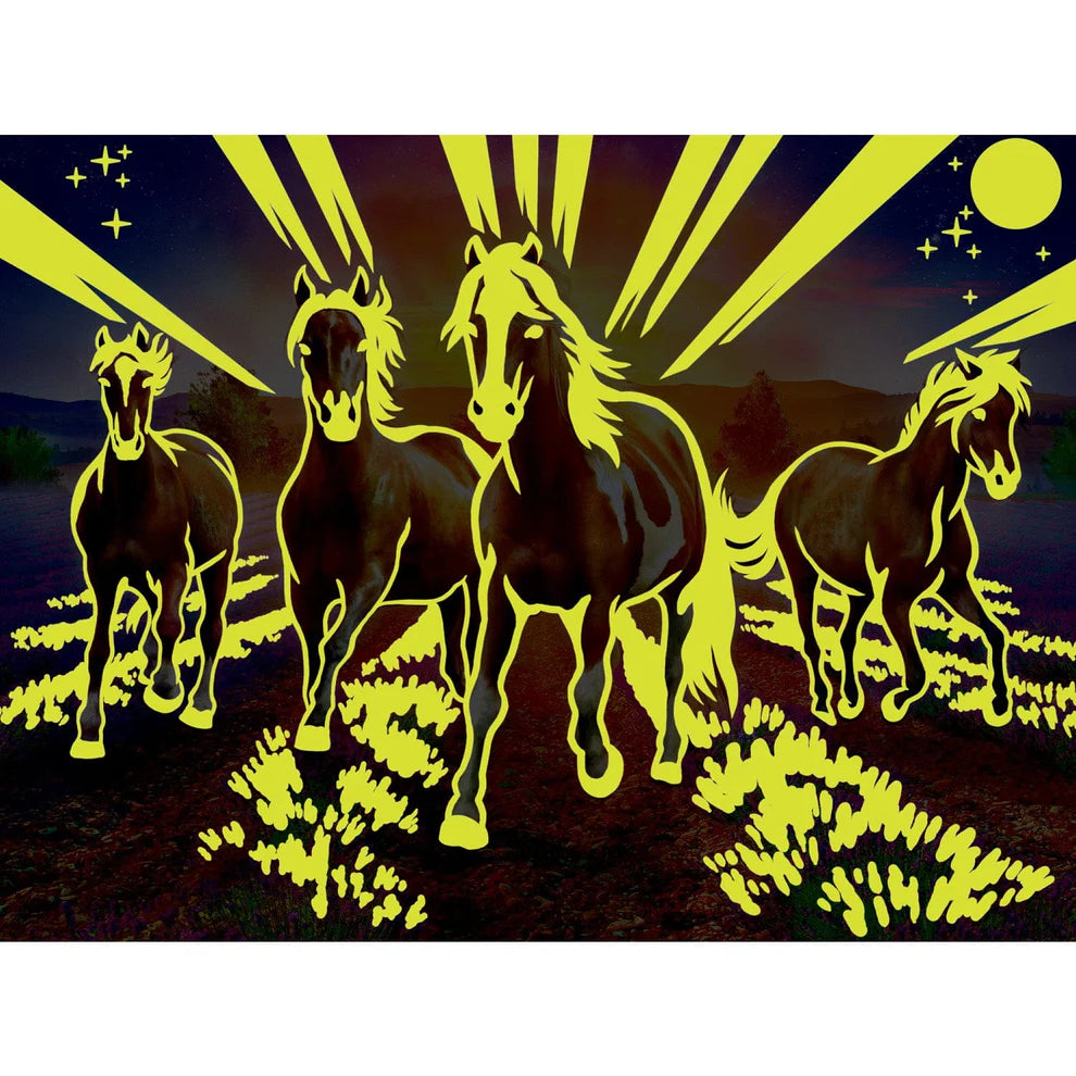 Wild Stallions 300 Piece Large Format Glow In The Dark Puzzle
