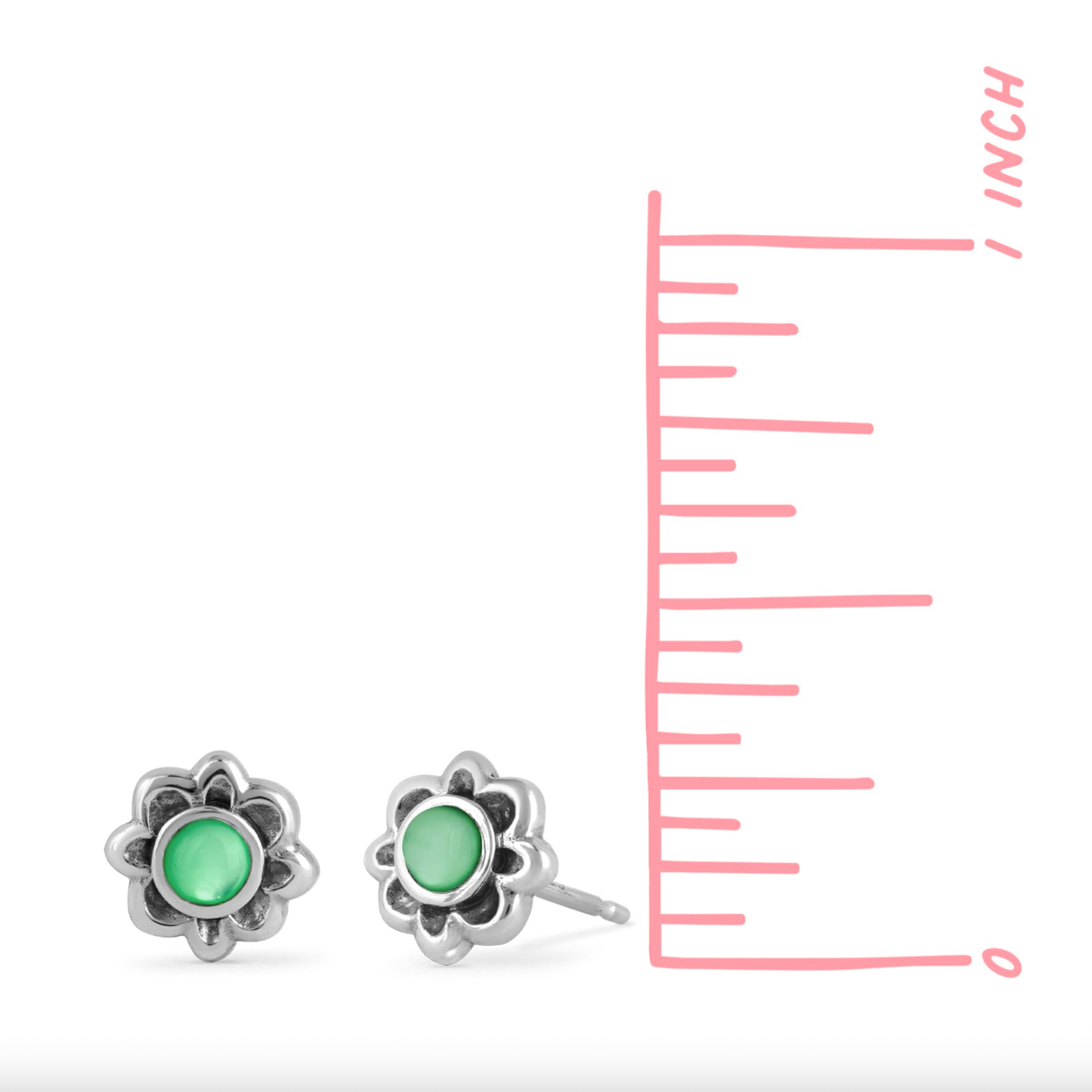 Boma Bohemian Flower Stone Studs With Green Mother of Pearl