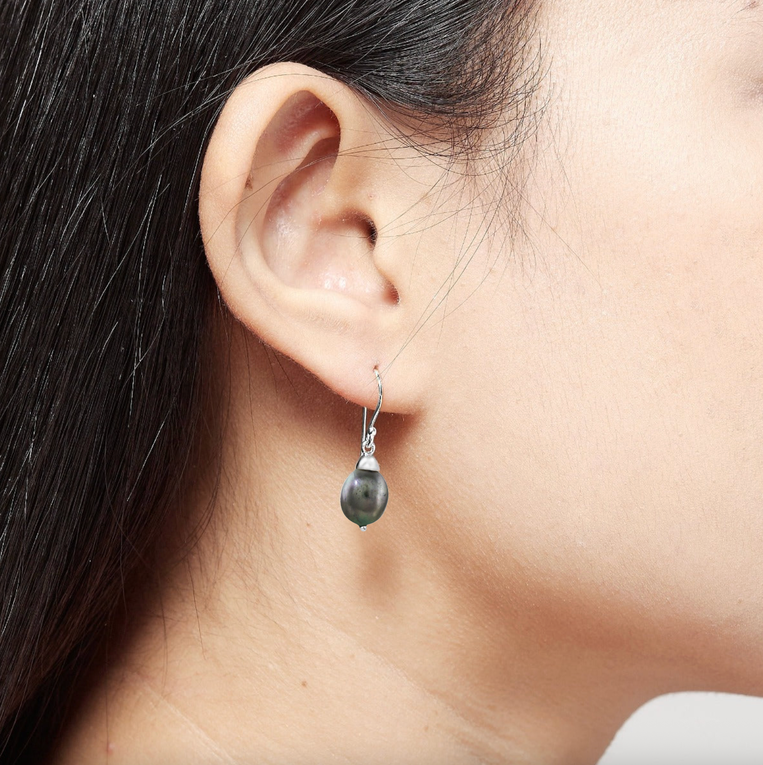 Boma Large Pearl Dangle Earrings - Grey