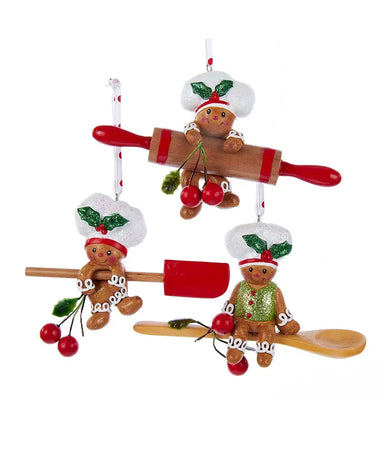 Gingerbread Man With Baking Utensil Ornament - Single, Various Styles