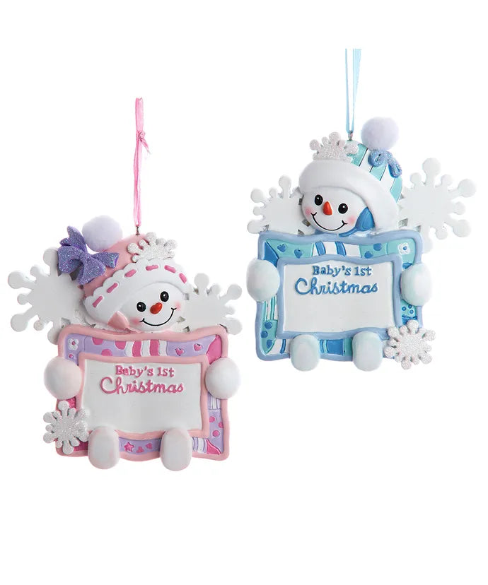 Baby's First Christmas Snow Girl or Snow Boy Ornament (Single) Various Options
