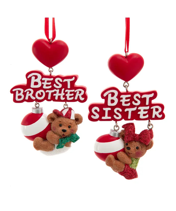 Best Sister or Best Brother Ornament - Single, Various Styles