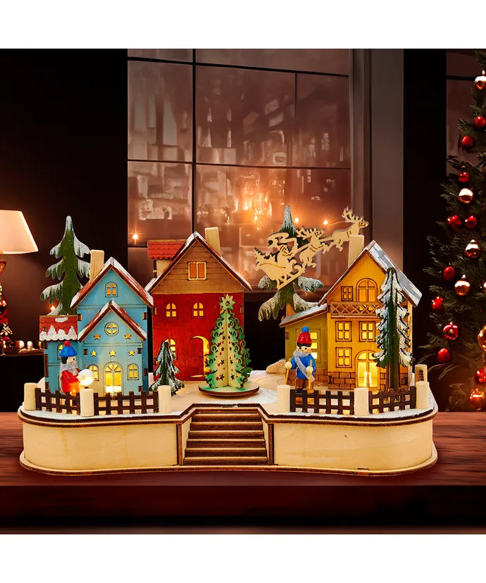 Wooden LED Musical Village House