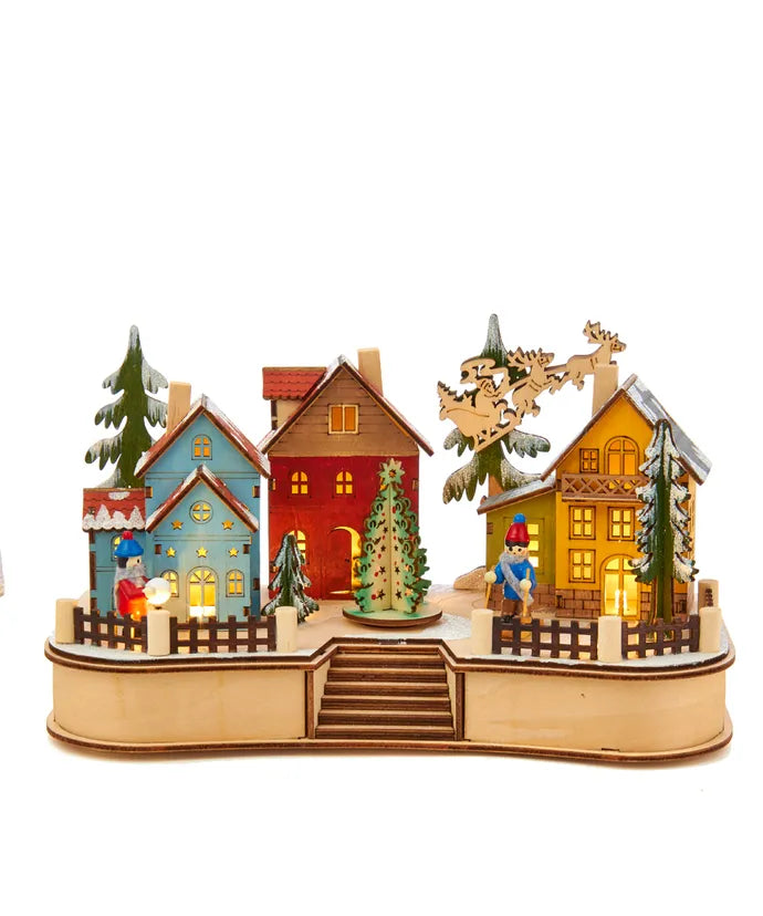 Wooden LED Musical Village House