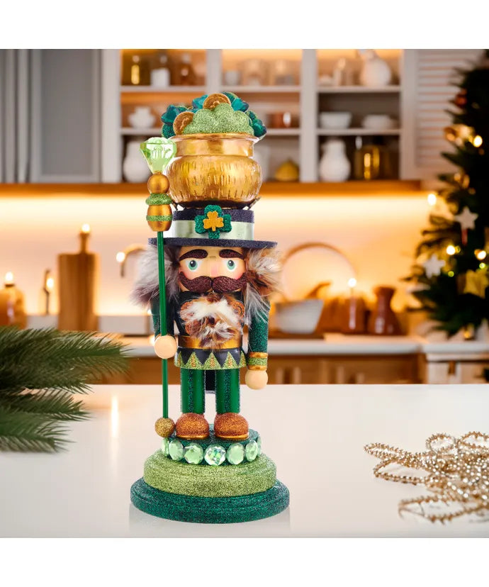 Kurt Adler Nutcracker 12" Irish Pot of Gold