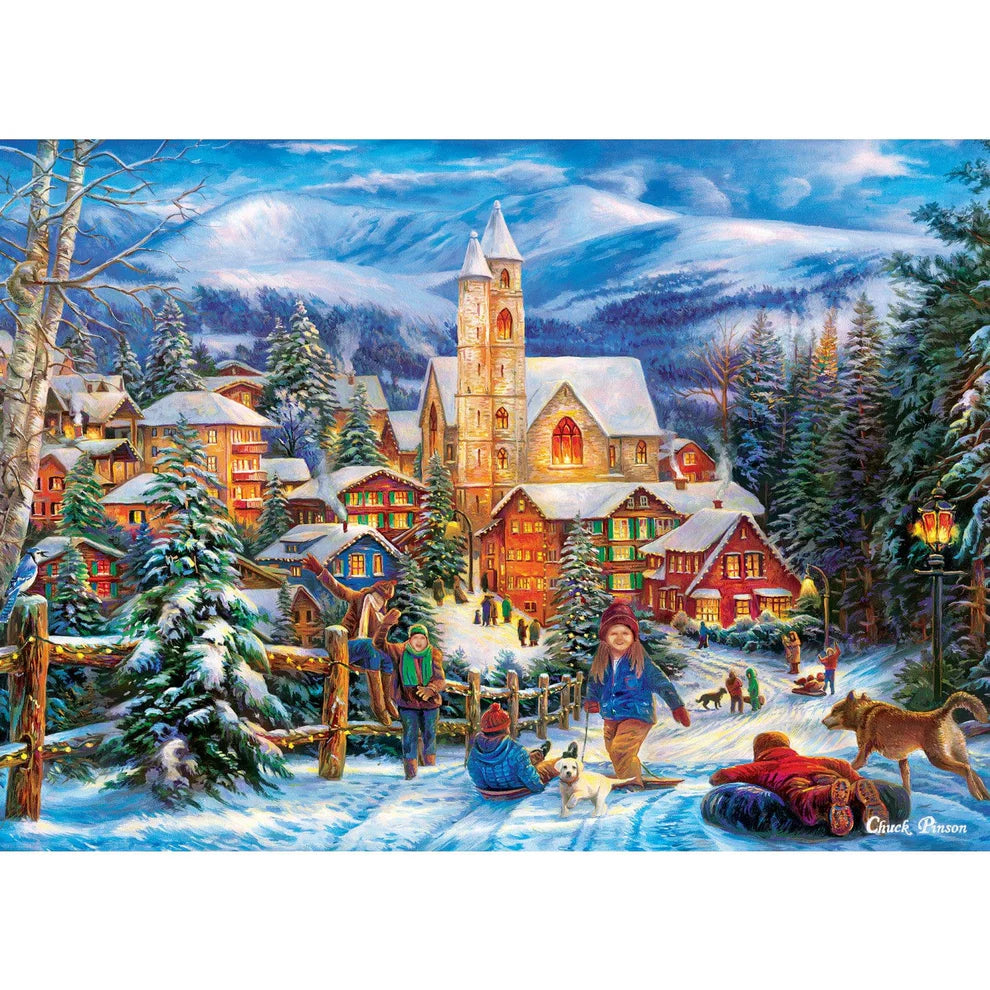 Sledding To Home Season's Greetings 1000 Piece Puzzle