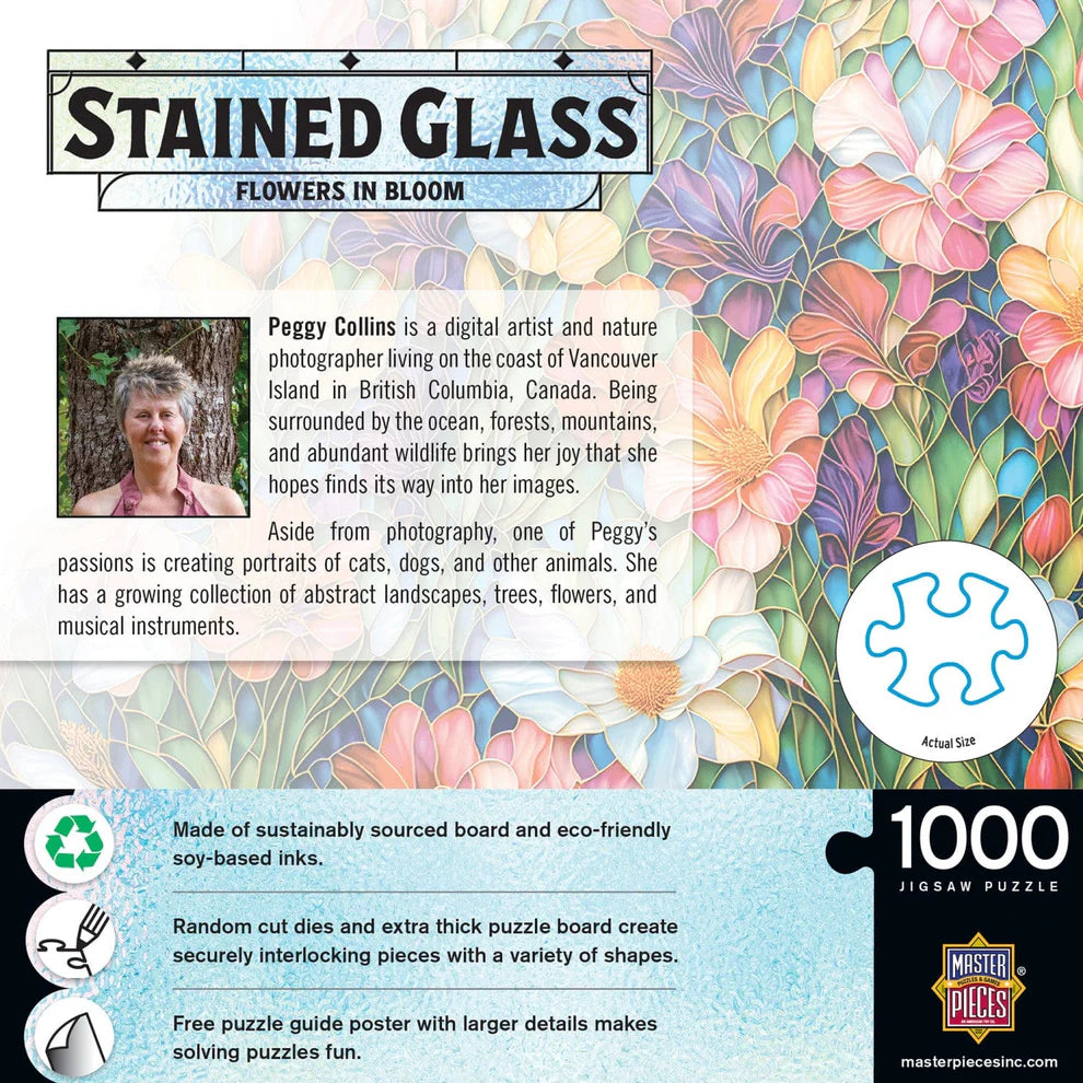 Stained Glass Flowers In Bloom 1000 Piece Puzzle