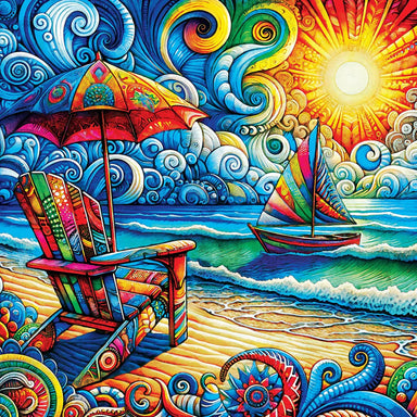Kaleidoscope Beach Day 1000 Piece Puzzle