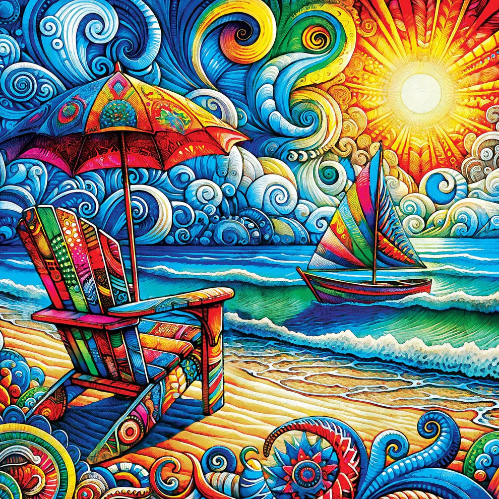 Kaleidoscope Beach Day 1000 Piece Puzzle
