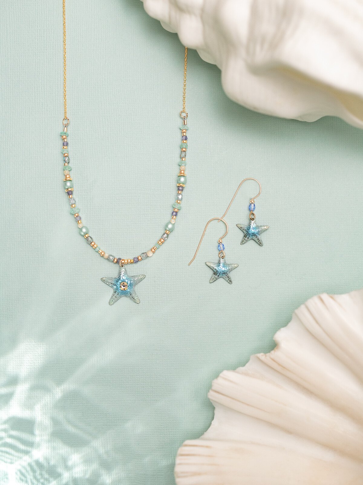 Holly Yashi Carmel Beaded Necklace - Seashore Blue    