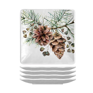 White Spruce Set of 4 Melamine Canapé Plates    