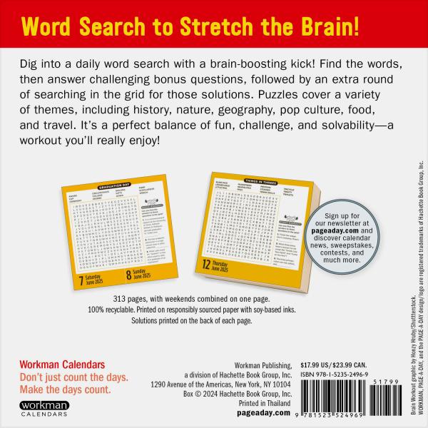 Brain Workout Word Search 2025 Page A Day Calendar    