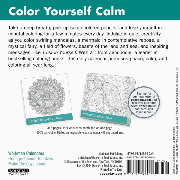 Calm Coloring 2025 Page A Day Calendar    