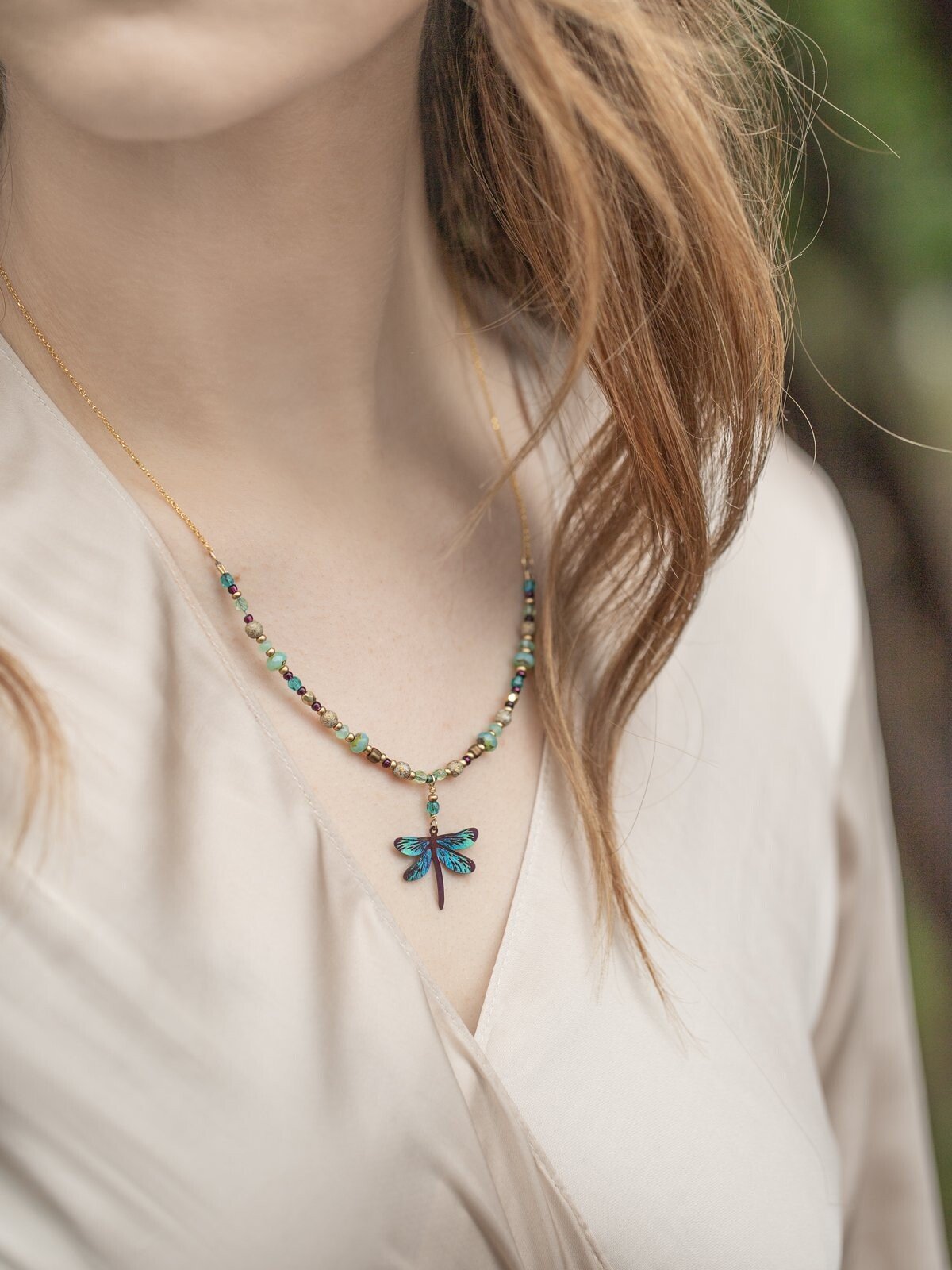Holly Yashi Dragonfly Dreams Beaded Necklace - Turquoise    