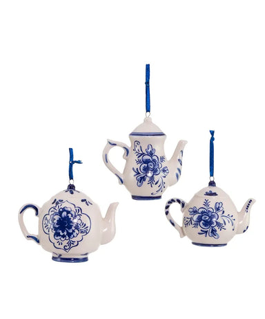 Blue and White Teapot Ornament - (Single) Various Options