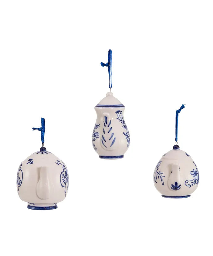 Blue and White Teapot Ornament - (Single) Various Options