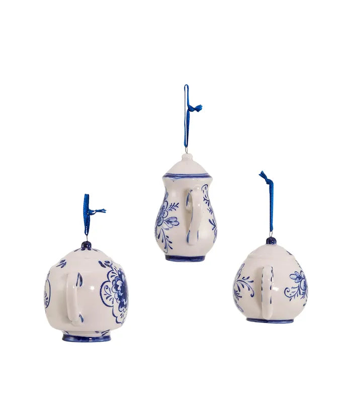 Blue and White Teapot Ornament - (Single) Various Options