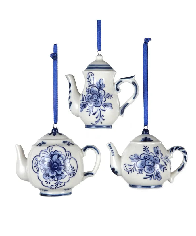 Blue and White Teapot Ornament - (Single) Various Options