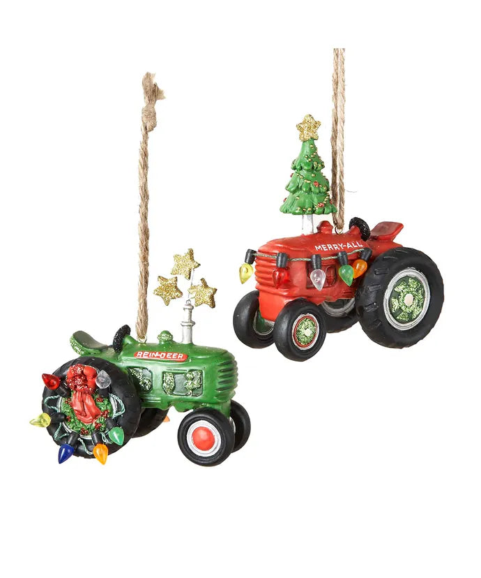 Festive Tractor Ornament - (Single) Various Colors