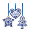 Blue and White Heart, Tree, or Star Ornament - (Single) Various Options