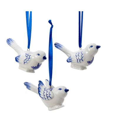 Blue and White Porcelain Bird Ornament - (Single) Various Options