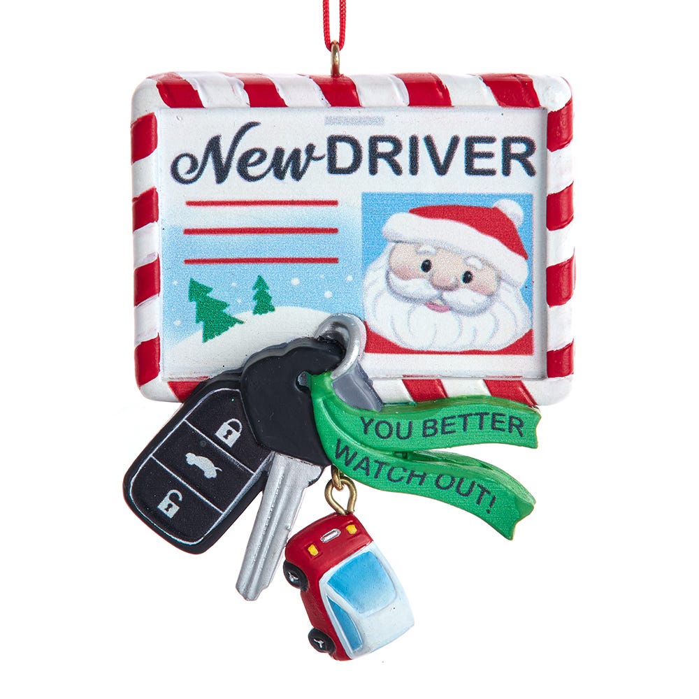 New Driver Santa License Ornament