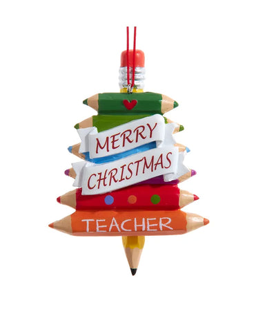Teacher Colored Pencil Christmas Tree Ornament