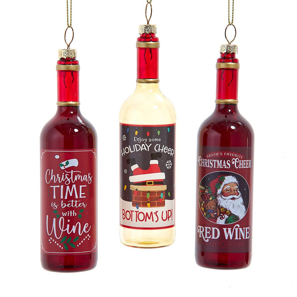 Glass Wine Bottle Ornament (Single) - Random Style