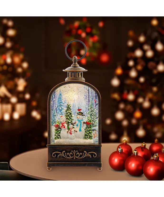LED Water Lantern Snowman Family