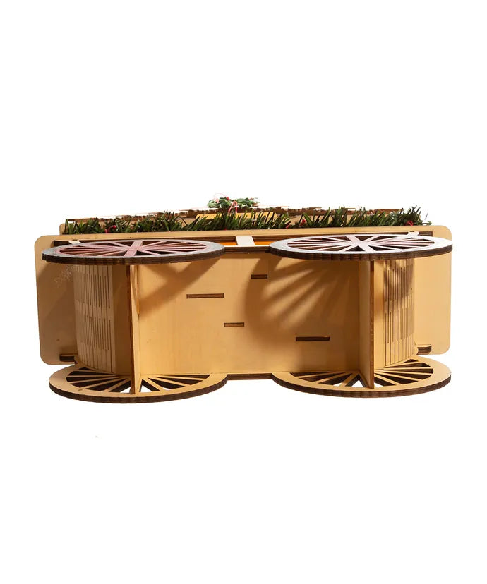 Wooden LED Musical Santa Wagon