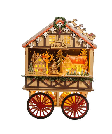 Wooden LED Musical Santa Wagon