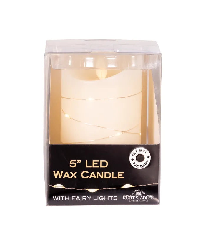 5" LED Flicker Candle With Fairy Lights