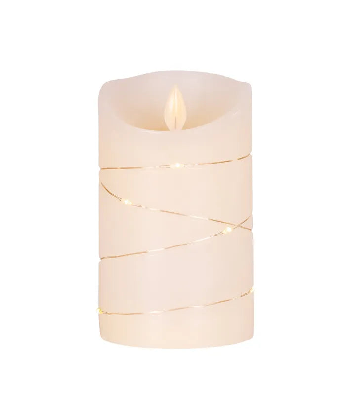 5" LED Flicker Candle With Fairy Lights