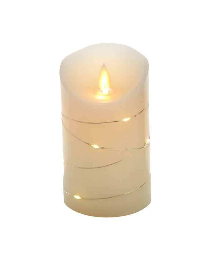 5" LED Flicker Candle With Fairy Lights