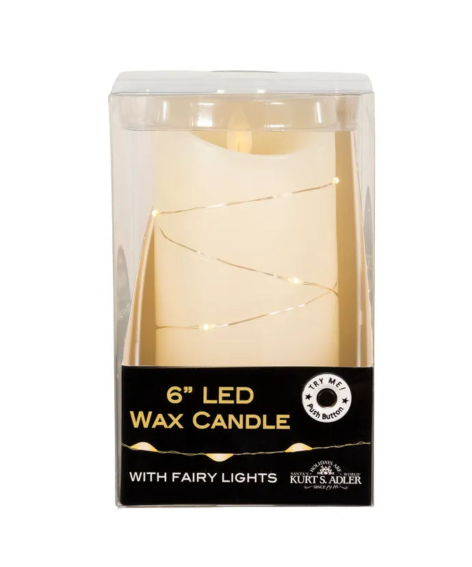 6" LED Flicker Candle With Fairy Lights
