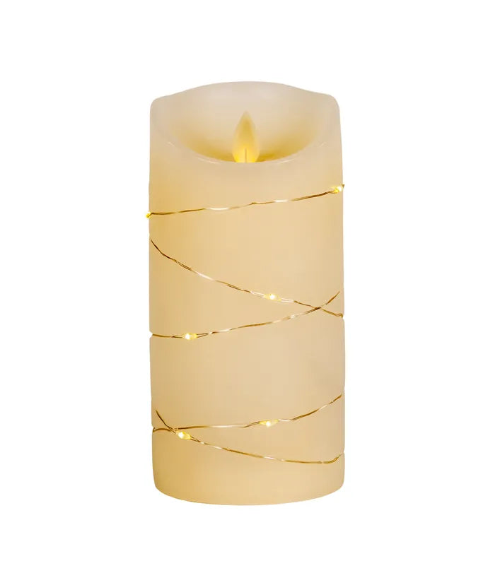 6" LED Flicker Candle With Fairy Lights