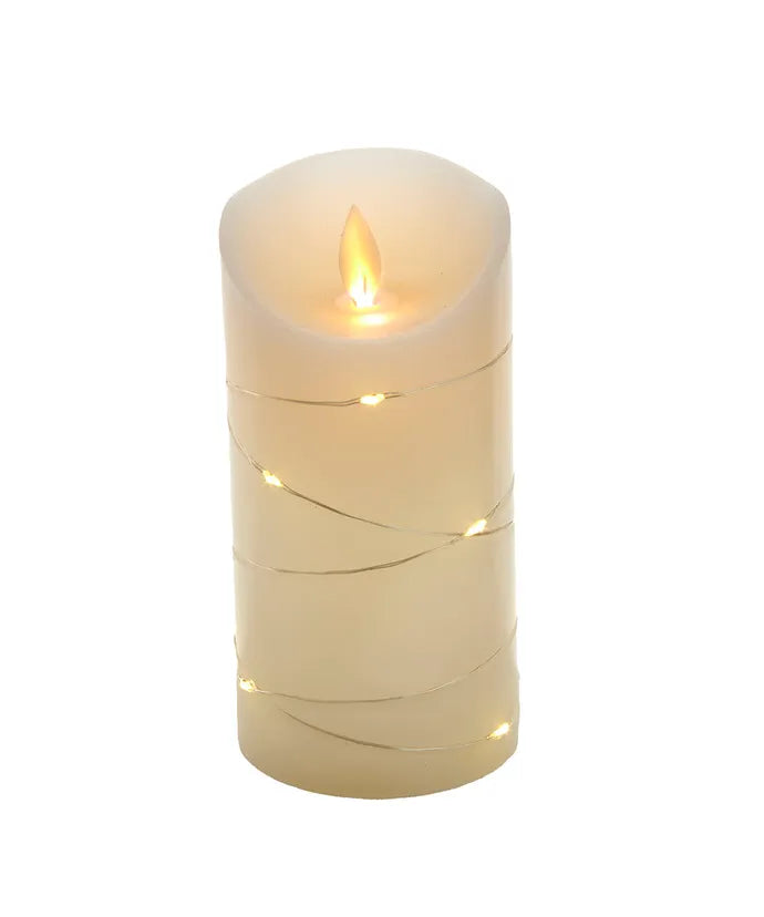 6" LED Flicker Candle With Fairy Lights