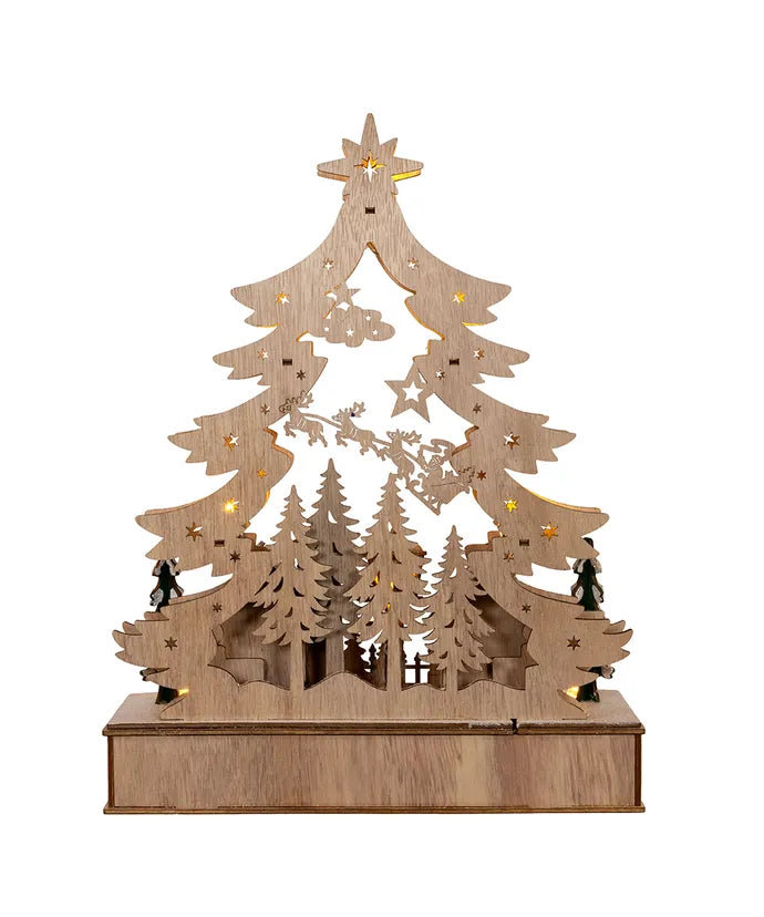 KA LED Wooden Christmas Tree Village