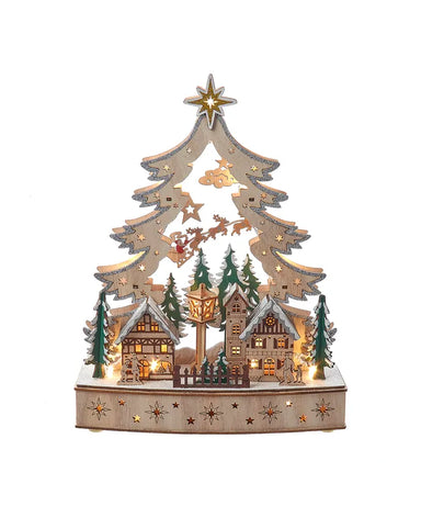 KA LED Wooden Christmas Tree Village