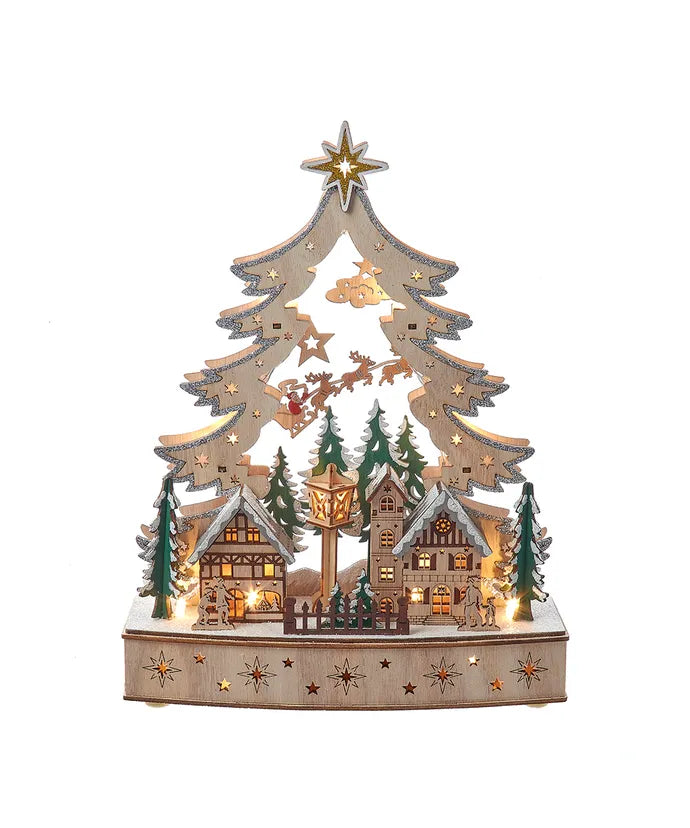 KA LED Wooden Christmas Tree Village