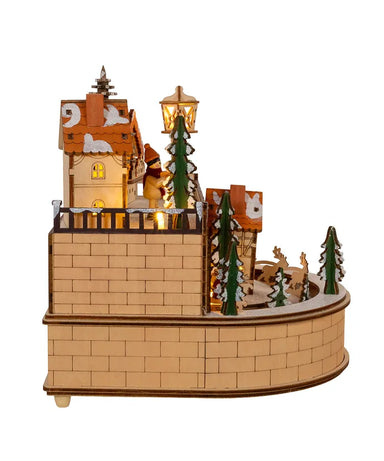 LED Wooden Musical Santa Christmas Village