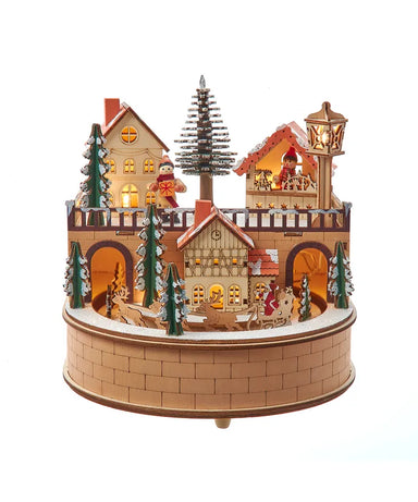 LED Wooden Musical Santa Christmas Village
