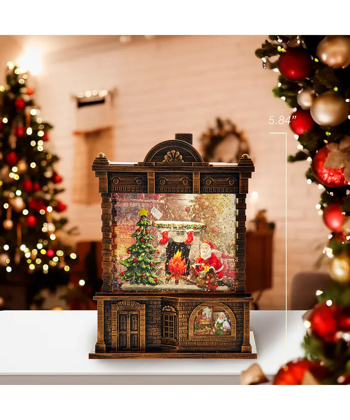 LED Water Lantern Santa with Fireplace