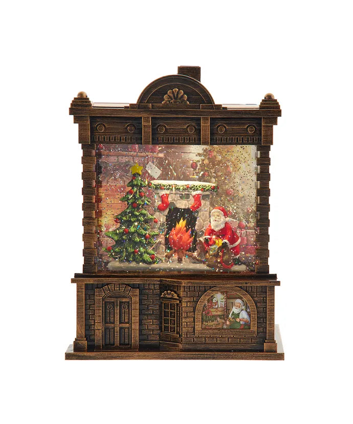 LED Water Lantern Santa with Fireplace