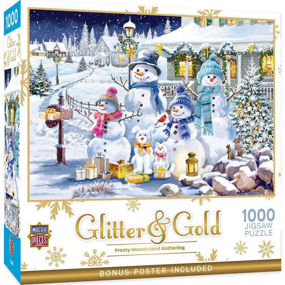 Frosty Wonderland Gathering 1000 Piece Glitter & Gold Puzzle
