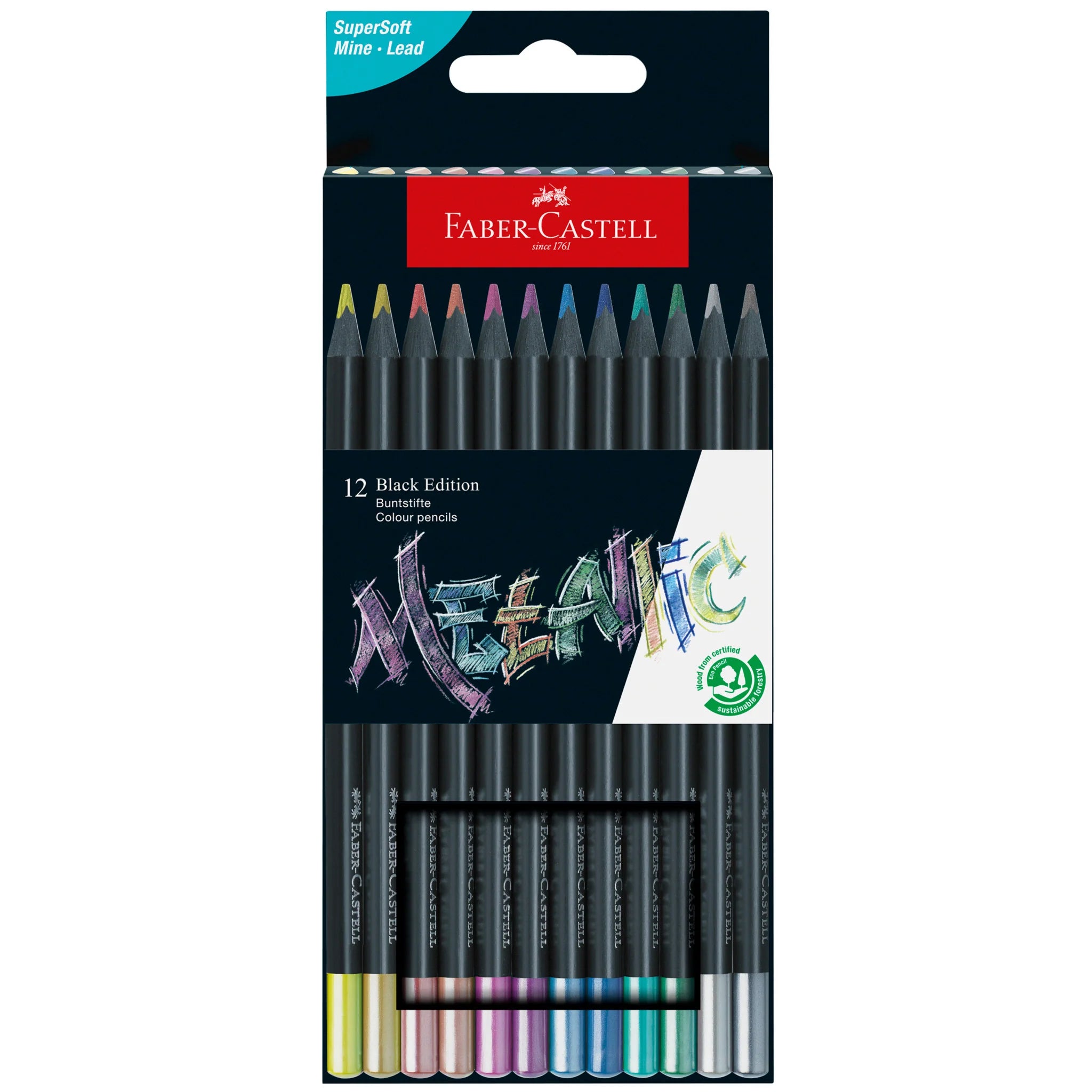Faber-Castell Black Edition Metallic Colored Pencils set of 12