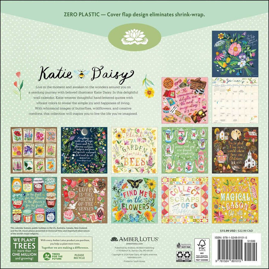 Katie Daisy Find Me In The Flowers 2025 Wall Calendar    